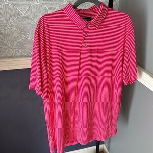 PGA tour golf shirt size large hot pink with white stripe. NWOT